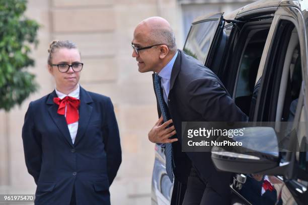 Satya Nadella, CEO of Microsoft arrives at the Elysée Palace for a meeting with Emmanuel Maccron, in Paris, France, on May 23, 2018.