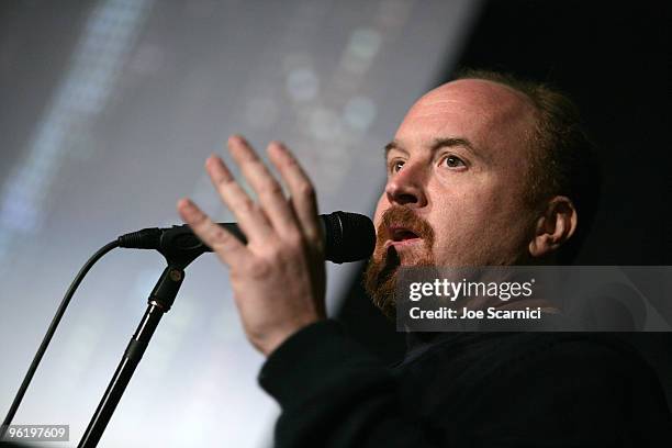 Louis CK speaks at the "Louis CK: Hilarious" premiere during the 2010 Sundance Film Festival at Library Center Theatre on January 26, 2010 in Park...