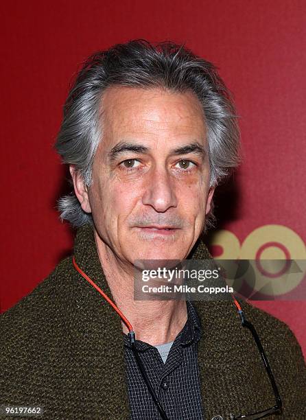 Actor David Strathairn attends the premiere of "Temple Grandin" at the Time Warner Screening Room on January 26, 2010 in New York City.