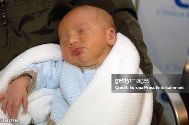 Spanish soprano Ainhoa Arteta and her husband Jesus Garmendia present their first baby Iker, born January 20, on January 26, 2010 in Barcelona,...