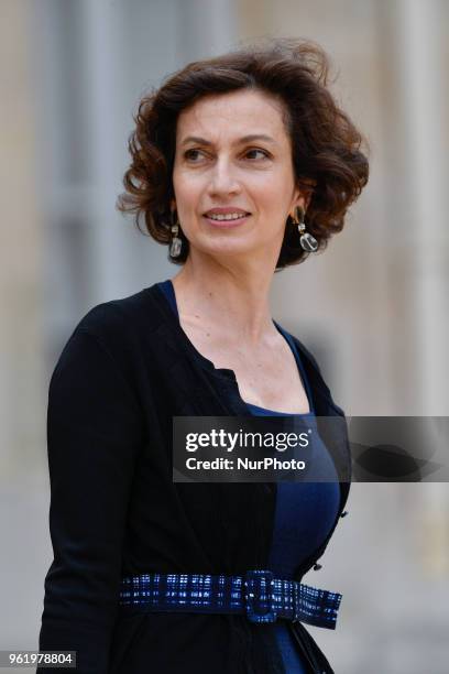 Audrey Azoulay, Director of the UNESCO leaves after the Tech for Good' summit at the Elysee Palace in Paris, France on May 23, 2018