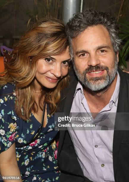 Callie Thorne and Mark Ruffalo pose at the opening night after party for The New Group Theater's new play "Peace For Mary Frances" at The Yotel...