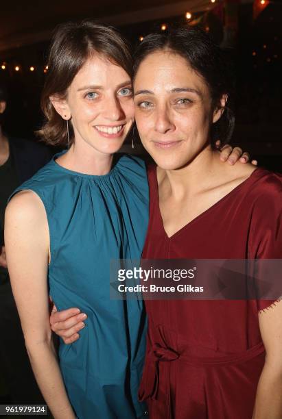 Amy Herzog and Playwright Lily Thorne pose at the opening night after party for The New Group Theater's new play "Peace For Mary Frances" at The...