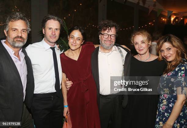 Mark Ruffalo, Josh Hamilton, wife Playwright Lily Thorne, Kenneth Lonergan, wife J Smith Cameron and Callie Thorne pose at the opening night after...