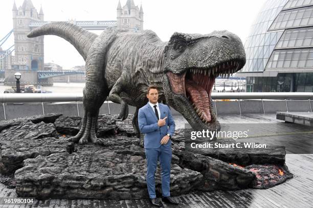 Chris Pratt attends the 'Jurassic World: Fallen Kingdom' photocall at London Bridge on May 24, 2018 in London, England.