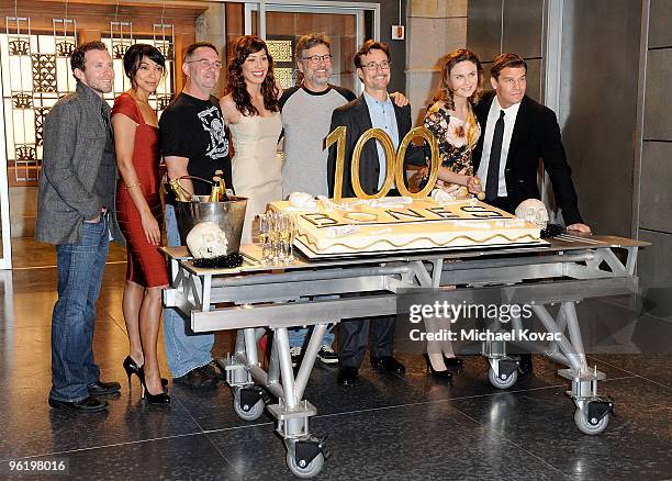 The "Bones" cast and executive producers including actor T.J. Thyne, actress Tamara Taylor, executive producer/creator Hart Hanson, actress Michaela...