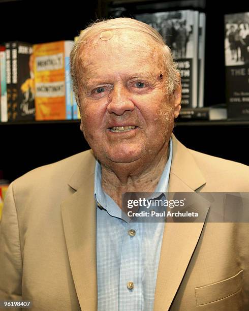 Actor Dick Van Patten signs copies of "Eighty Is Not Enough" at Book Soup on January 25, 2010 in West Hollywood, California.