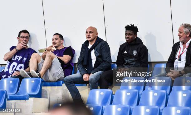 Olivier Pantaloni Coach of Ajaccio during the Ligue 1 play-off match between AC Ajaccio and Toulouse at Stade de la Mosson on May 23, 2018 in...