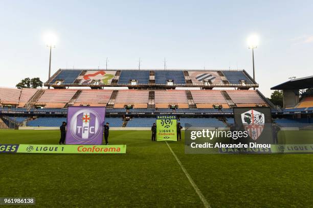 General View Stade de la Mosson of Montpellier empty during the Ligue 1 play-off match between AC Ajaccio and Toulouse at Stade de la Mosson on May...