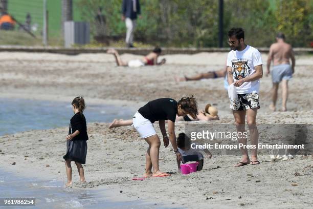 Arsenal football player Cesc Fabregas and his daughters Capri Fabregas and Lia Fabregas are is seen on May 22, 2018 in Ibiza, Spain.