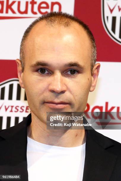 New Vissel Kobe player Andres Iniesta attends a press conference on May 24, 2018 in Tokyo, Japan.