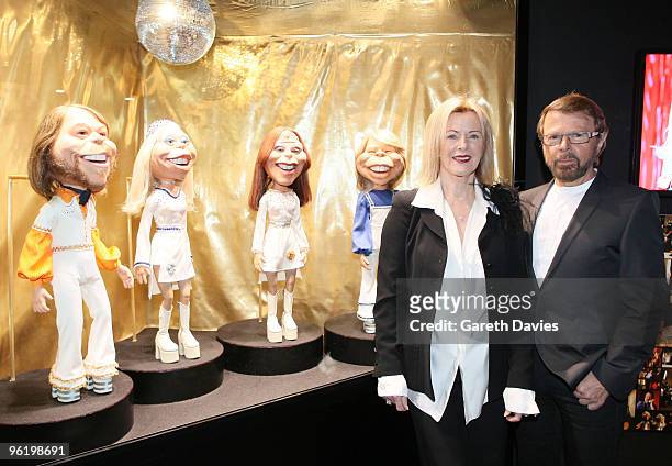 Anni-Frid Lyngstad and Bjorn Ulvaeus at the ABBAWORLD Exhibition at Earls Court on January 26, 2010 in London, England.