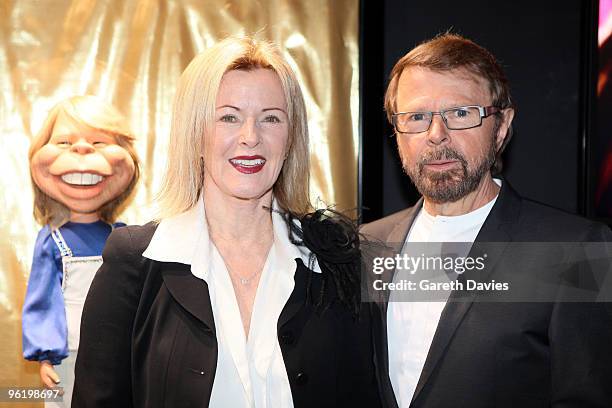 Anni-Frid Lyngstad and Bjorn Ulvaeus at the ABBAWORLD Exhibition at Earls Court on January 26, 2010 in London, England.