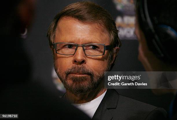 Bjorn Ulvaeus arrive at the ABBAWORLD Exhibition at Earls Court on January 26, 2010 in London, England.