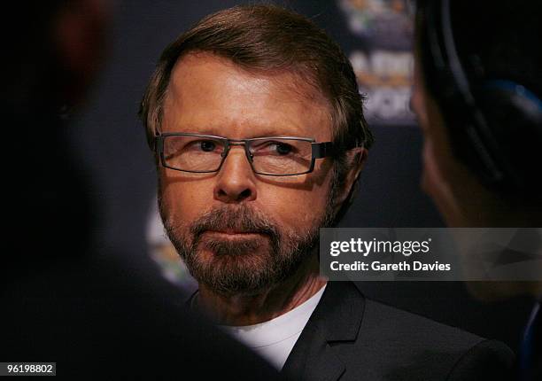 Bjorn Ulvaeus arrive at the ABBAWORLD Exhibition at Earls Court on January 26, 2010 in London, England.