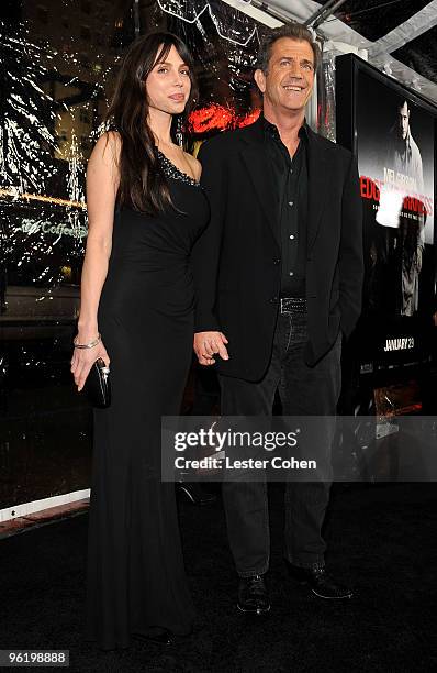 Oksana Grigorieva and actor Mel Gibson arrive at the "Edge Of Darkness" premiere held at Grauman's Chinese Theatre on January 26, 2010 in Hollywood,...