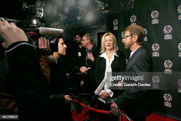 Anni-Frid Lyngstad and Bjorn Ulvaeus arrive at the ABBAWORLD Exhibition at Earls Court on January 26, 2010 in London, England.