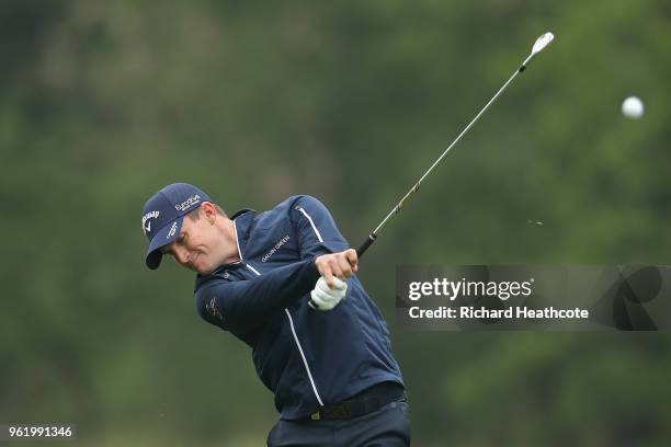 Chris Paisley of England on the ninth hole during the first round of the BMW PGA Championship at Wentworth on May 24, 2018 in Virginia Water, England.