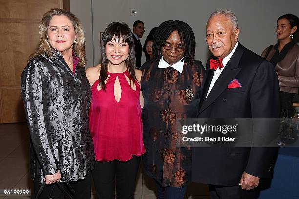 Actors Kathleen Turner, Fay Ann Lee, Whoopi Goldberg and former New York City Mayor David Dinkins attend the premiere of "Falling For Grace" at the...