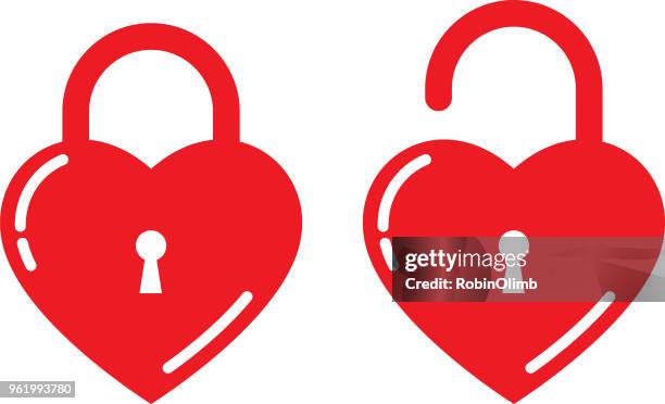 two heart locks - heart lock stock illustrations