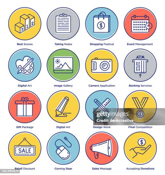 auctions icon set - antique auction stock illustrations
