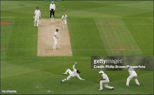 Ian Bell of England is caught for 11 runs by New Zealand wicketkeeper Brendon McCullum off the bowling of Chris Martin during the 2nd Test match...