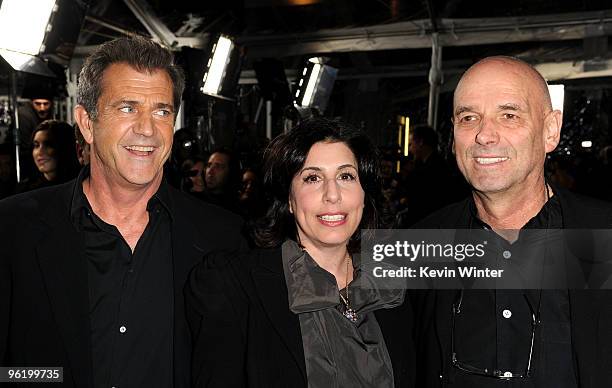 Actor Mel Gibson, Warner Bros. Pictures Worldwide Marketing President Sue Kroll and director Martin Campbell arrive at the premiere Of Warner Bros....