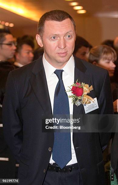 Oleg Deripaska, chief executive officer of United Co. Rusal Ltd., attends the company's listing ceremony on the Hong Kong Exchanges & Clearing Ltd....