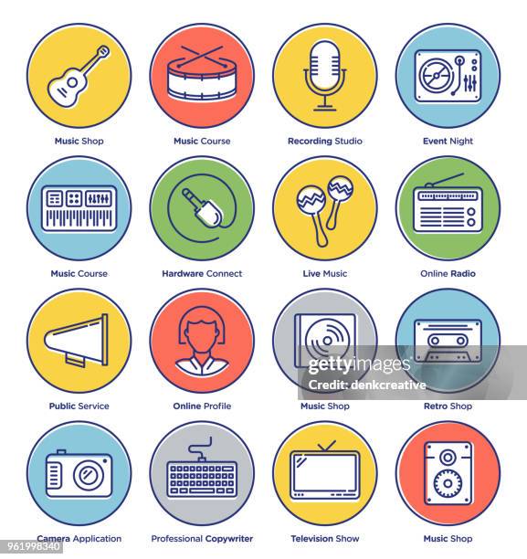 music icon set - jukebox stock illustrations
