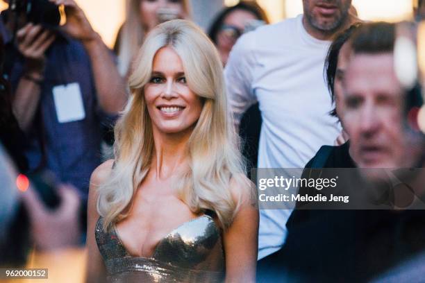 Model Claudia Schiffer after the Versace show during Milan Fashion Week Spring/Summer 2018 on September 22, 2017 in Milan, Italy.