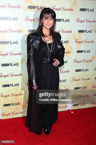 Actress Emmanuelle Chriqui attends the premiere of "Temple Grandin" at the Time Warner Screening Room on January 26, 2010 in New York City.
