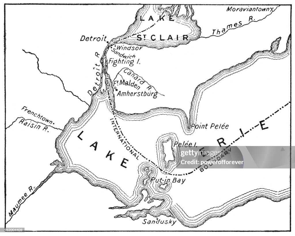 Antique Map of Detroit Area during the War of 1812 - 19th Century