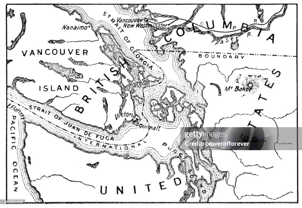 Antique Map of the San Juan Islands - 19th Century