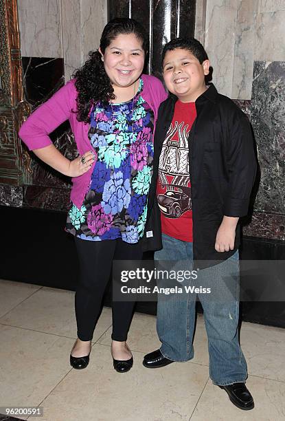 Actors Raini Rodriguez and Rico Rodriguez attend the opening night of 'STOMP' at the Pantages Theatre on January 26, 2010 in Hollywood, California.
