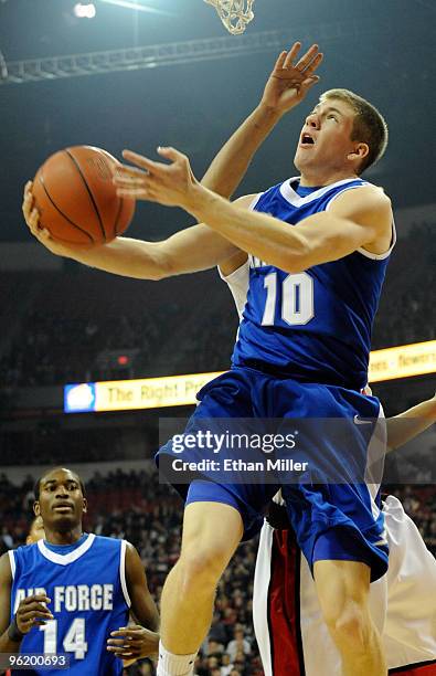 Todd Fletcher of the Air Force Falcons drives to the basket against the UNLV Rebels during their game at the Thomas & Mack Center January 26, 2010 in...