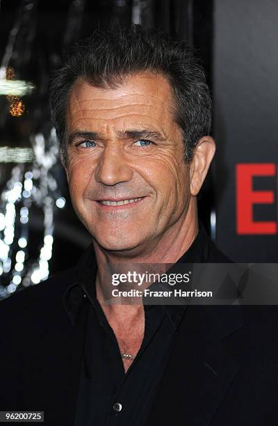 Actor Mel Gibson arrives at the Premiere Of Warner Bros. "The Edge Of Darkness" held at the Grauman's Chinese Theatre on January 26, 2010 in...