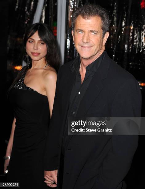 Oksana Grigorieva and actor Mel Gibson attends the "Edge Of Darkness" Los Angeles Premiere on January 26, 2010 in Los Angeles, United States.