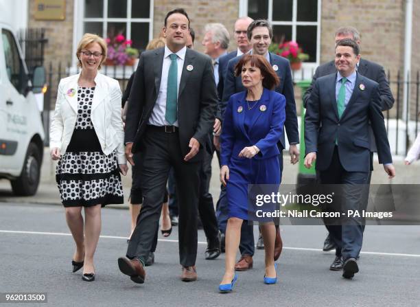 Taoiseach Leo Varadkar is joined by Fine Gael party colleagues at Merrion Square, Dublin, ahead of the referendum on the 8th Amendment of the Irish...