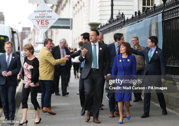 Taoiseach Leo Varadkar is joined by Fine Gael party colleagues at Merrion Square, Dublin, ahead of the referendum on the 8th Amendment of the Irish...