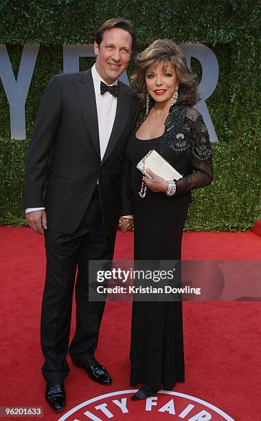 Actress Joan Collins and Percy Gibson arrive at the 2009 Vanity Fair Oscar Party hosted by Graydon Carter held at the Sunset Tower on February 22,...