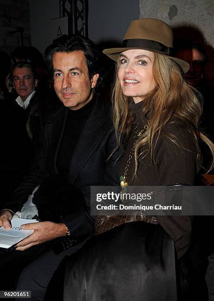 Cyrielle Claire and guest attend the Stephane Rolland Haute-Couture show as part of the Paris Fashion Week Spring/Summer 2010 at Cite de...