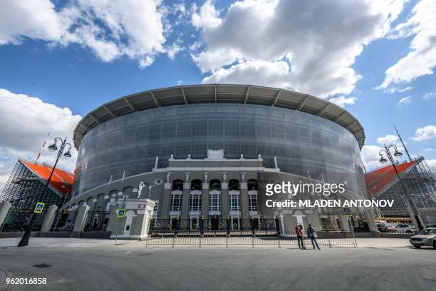 General view of Ekaterinburg Arena in Yekaterinburg on May 24, 2018. - The 35,000-seater stadium will host four group matches of the 2018 FIFA World...