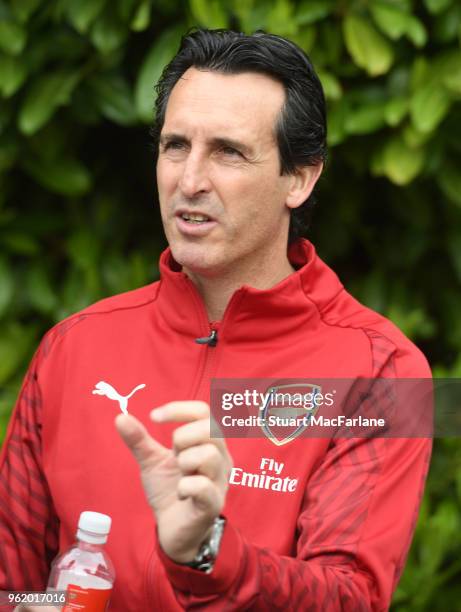 Head Coach Unai Emery at the Arsenal Training Ground at London Colney on May 24, 2018 in St Albans, England.