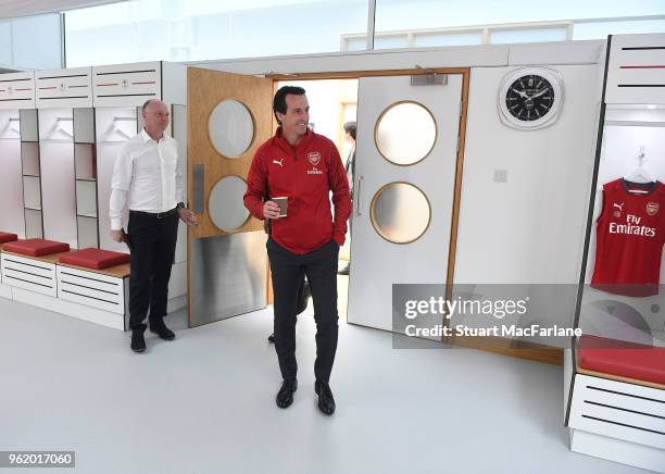 Head Coach Unai Emery at the Arsenal Training Ground at London Colney on May 24, 2018 in St Albans, England.