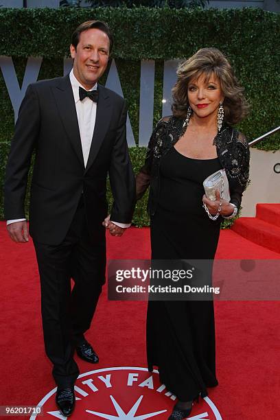 Actress Joan Collins and Percy Gibson arrive at the 2009 Vanity Fair Oscar Party hosted by Graydon Carter held at the Sunset Tower on February 22,...