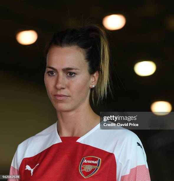 Arsenal Women Unveil New Signing Viktoria Schnaderbeck at London Colney on May 22, 2018 in St Albans, England.