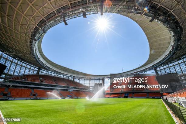 View of Ekaterinburg Arena in Yekaterinburg on May 24, 2018. - The 35,000-seater stadium will host four group matches of the 2018 FIFA World Cup.