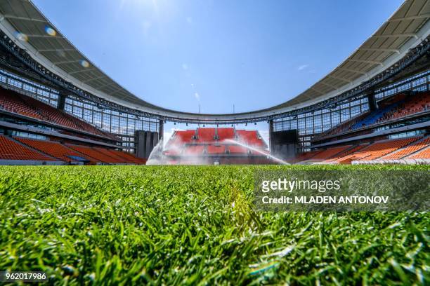 View of Ekaterinburg Arena in Yekaterinburg on May 24, 2018. - The 35,000-seater stadium will host four group matches of the 2018 FIFA World Cup.