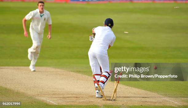 Darren Pattinson of England bowled by Morne Morkel of South Africa to close England's 2nd innings during the 2nd Test match between England and South...