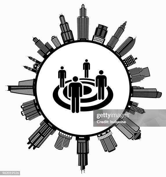 zielmarkt auf modernen stadtbild skyline hintergrund - stock market stock-grafiken, -clipart, -cartoons und -symbole